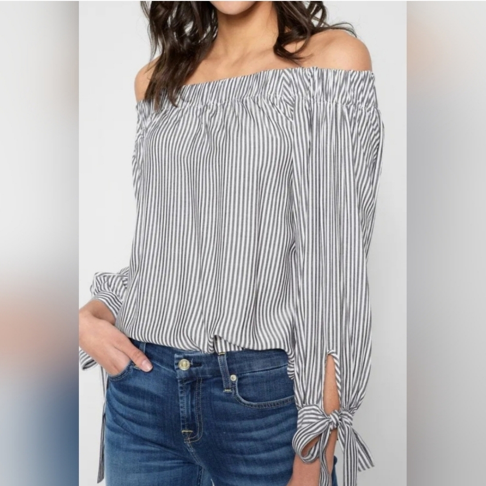 Striped Off-Shoulder Cotton Top